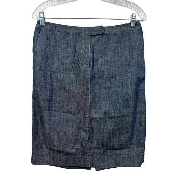 Calvin Klein Womens Denim Pencil Skirt Flat Front Slash Pockets Zip Up Blue Sz 2 - Picture 1 of 6